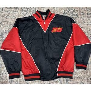Ernie Irvan Nascar Racing Jacket #28 Sz L Satin Bomber Nutmeg Embroidery Zip-Up